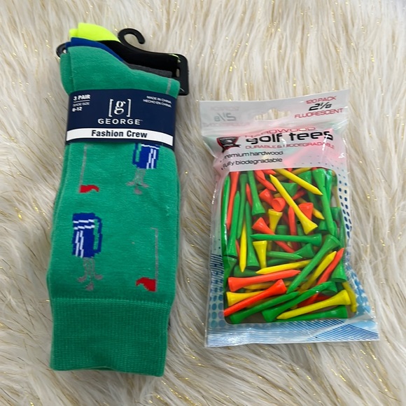 George Other - NEW WITH TAGS Men’s Fashion Crew Socks with Unopened package of Golf Tees